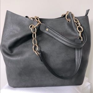 NEW Grey tote bag with gold accents